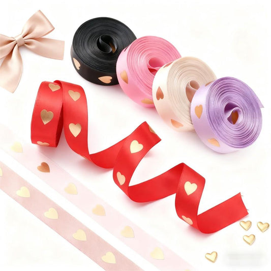 Peach Heart Gift Wrapping Ribbon