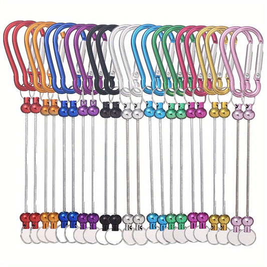 22-Piece Multicolor D-Shaped Beadable Keychain Hooks