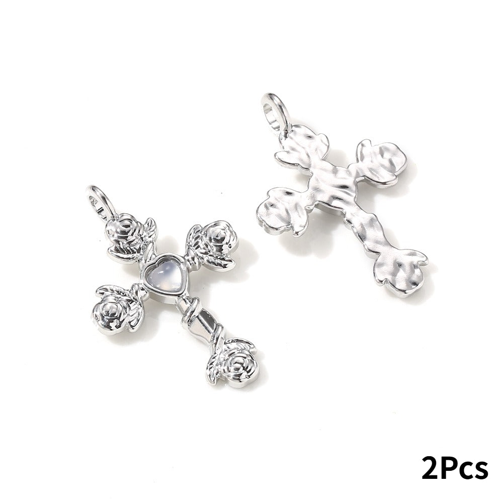 Y2K Rhinestone Cross Alloy Pendants