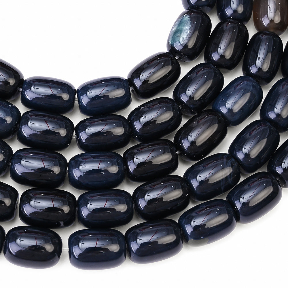 28pcs/strand 10x14mm Natural Agate Barrel Beads