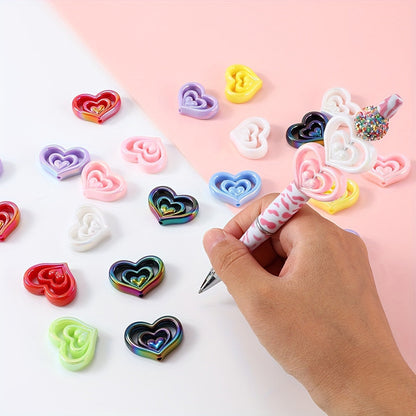 10PCS 23×30mm Three-Layer Heart Acrylic Bead Set