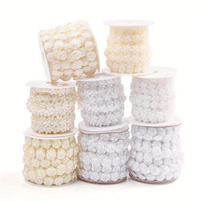 2m Imitation Pearl & Shell Rose Flower Bead Chain
