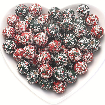 10PCS 16mm Red & Green Wooden Bead Set