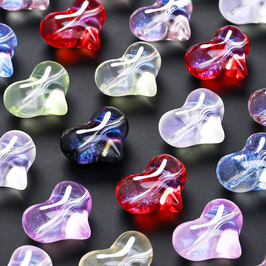 Colorful Heart Glass Beads