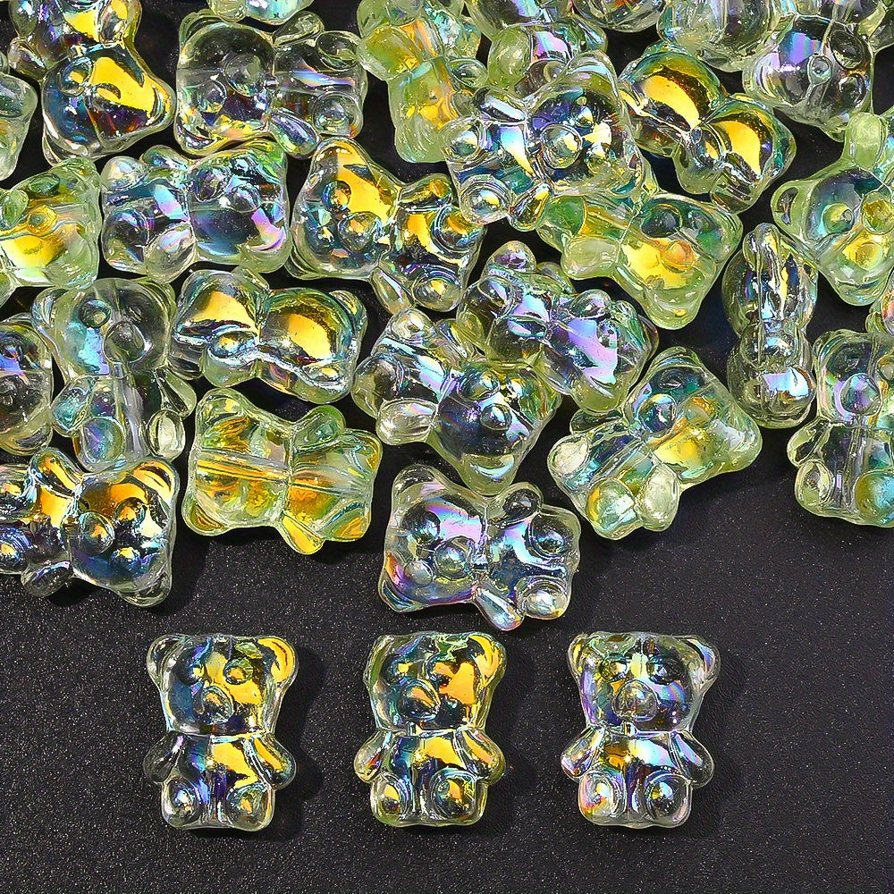 20PCS 15×12mm Transparent AB Bear Glass Spacer Beads