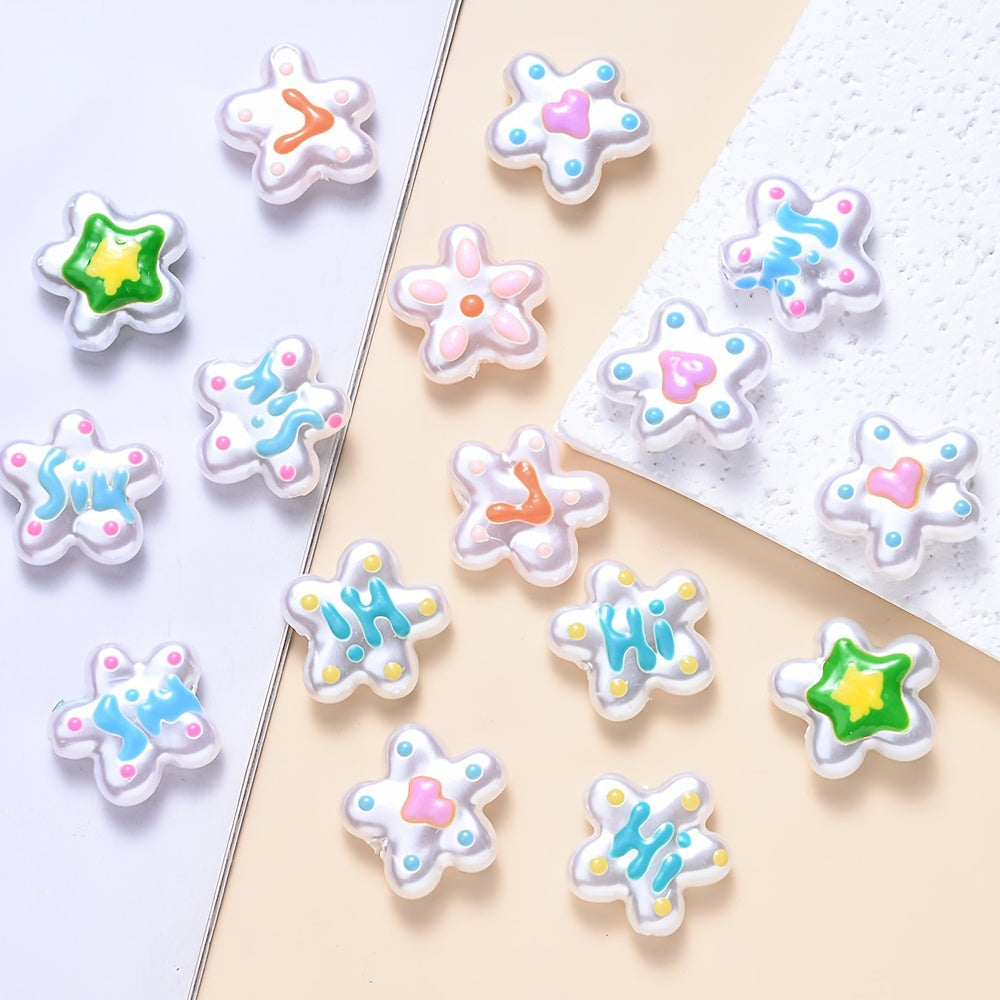 10PCS White Imitation Pearl Flower Acrylic Bead Set