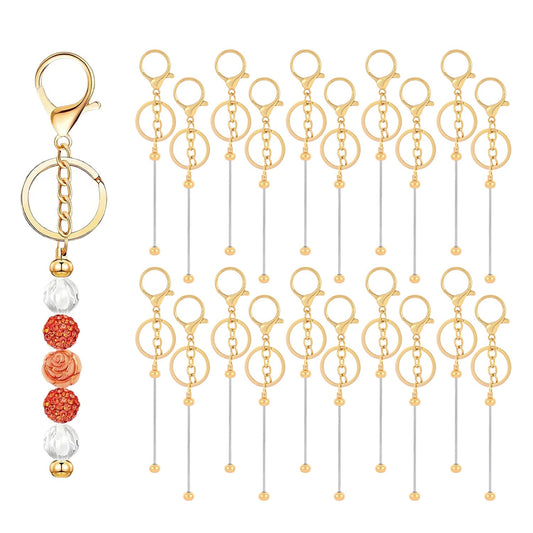 Golden Beadable Keychain Findings with Lobster Clasps