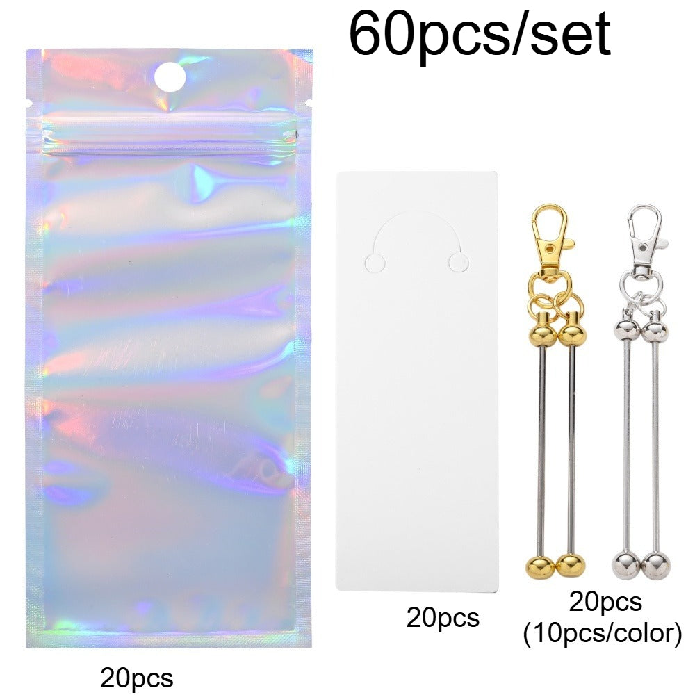 Golden & Silvery Beadable Keyring Set