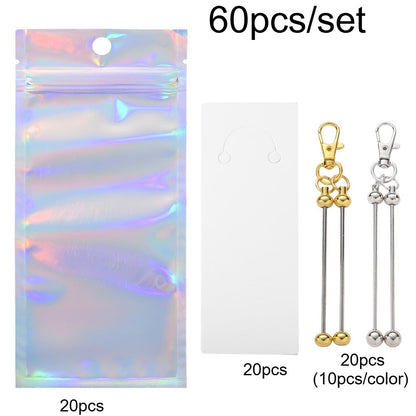 Golden & Silvery Beadable Keyring Set