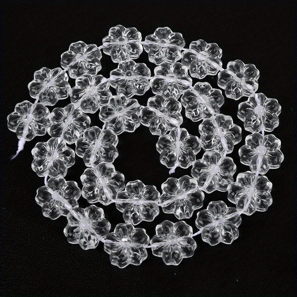 Transparent Flower Glass Beads