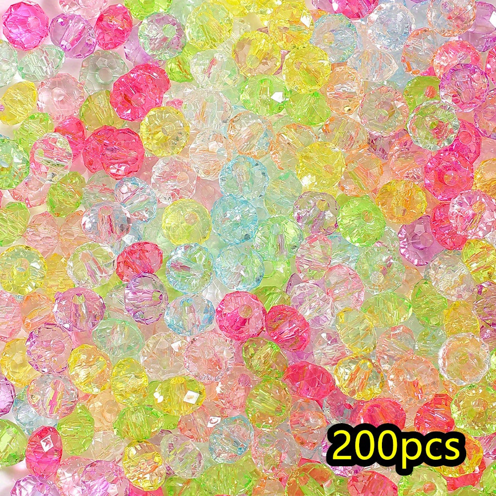 200pcs 8mm Summer Color Transparent Acrylic Beads