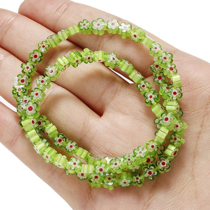 80–106PCS 4mm Colorful Stained Glass Plum Blossom Bead Set