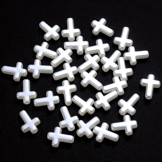 50PCS White Cross Acrylic Bead Set