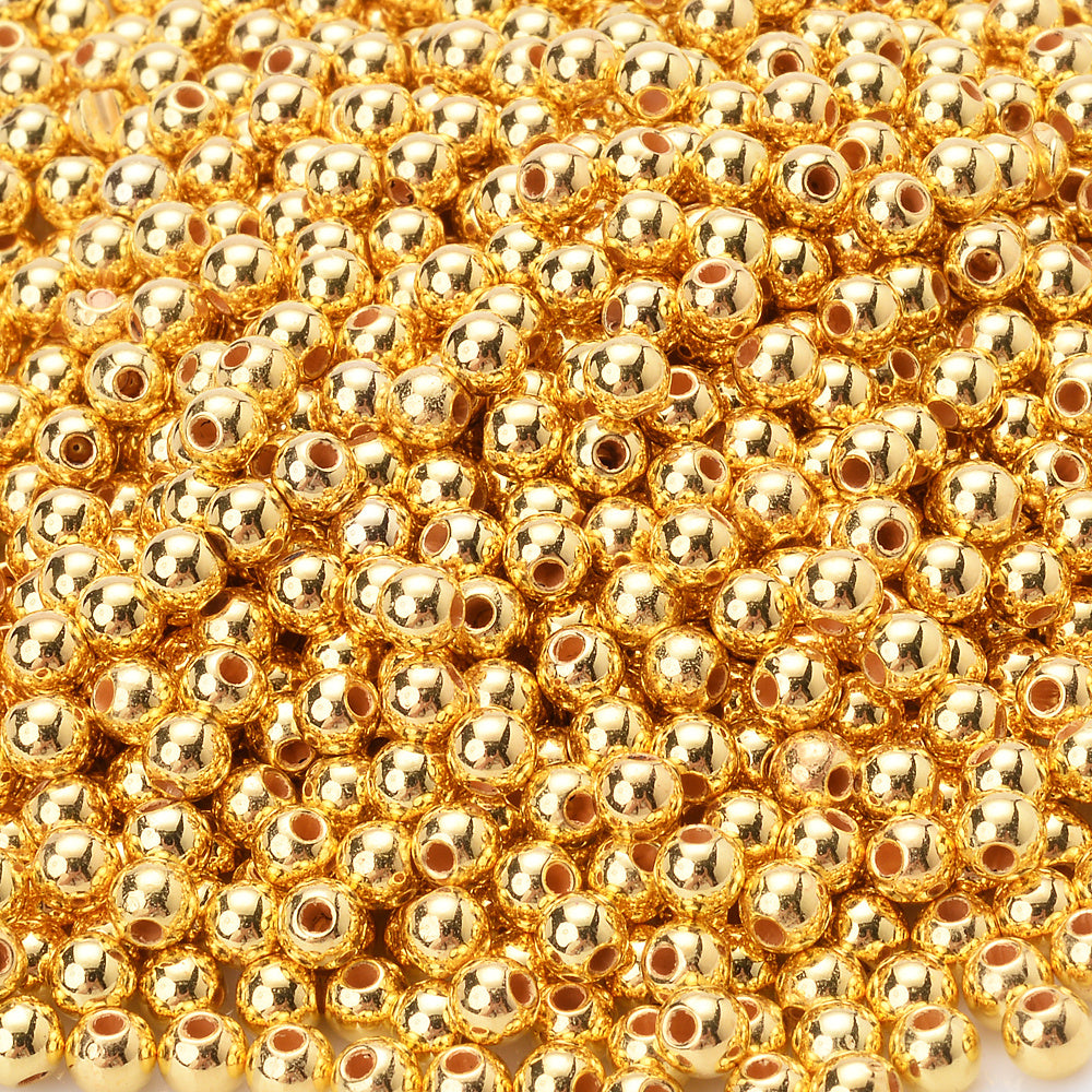 300pcs 3mm Golden Silvery Acrylic Round Spacer Beads