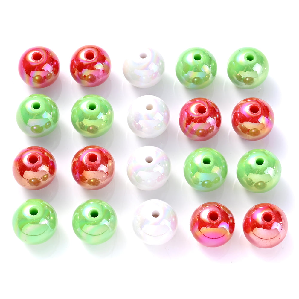 200pcs 14mm AB Mixed Color Acrylic Round Beads