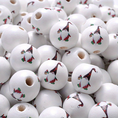 Christmas Wooden Santa & Tree Beads