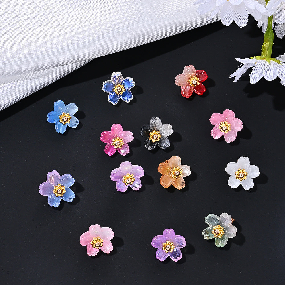 20pcs 10mm Colorful Gradient Glass Flower Beads