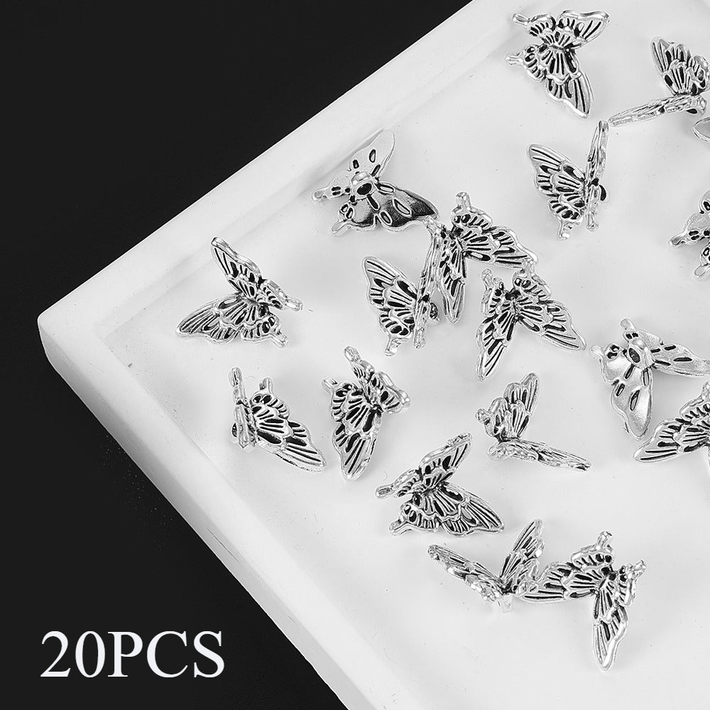 20PCS Retro Silver-Tone Hollow Butterfly Charms