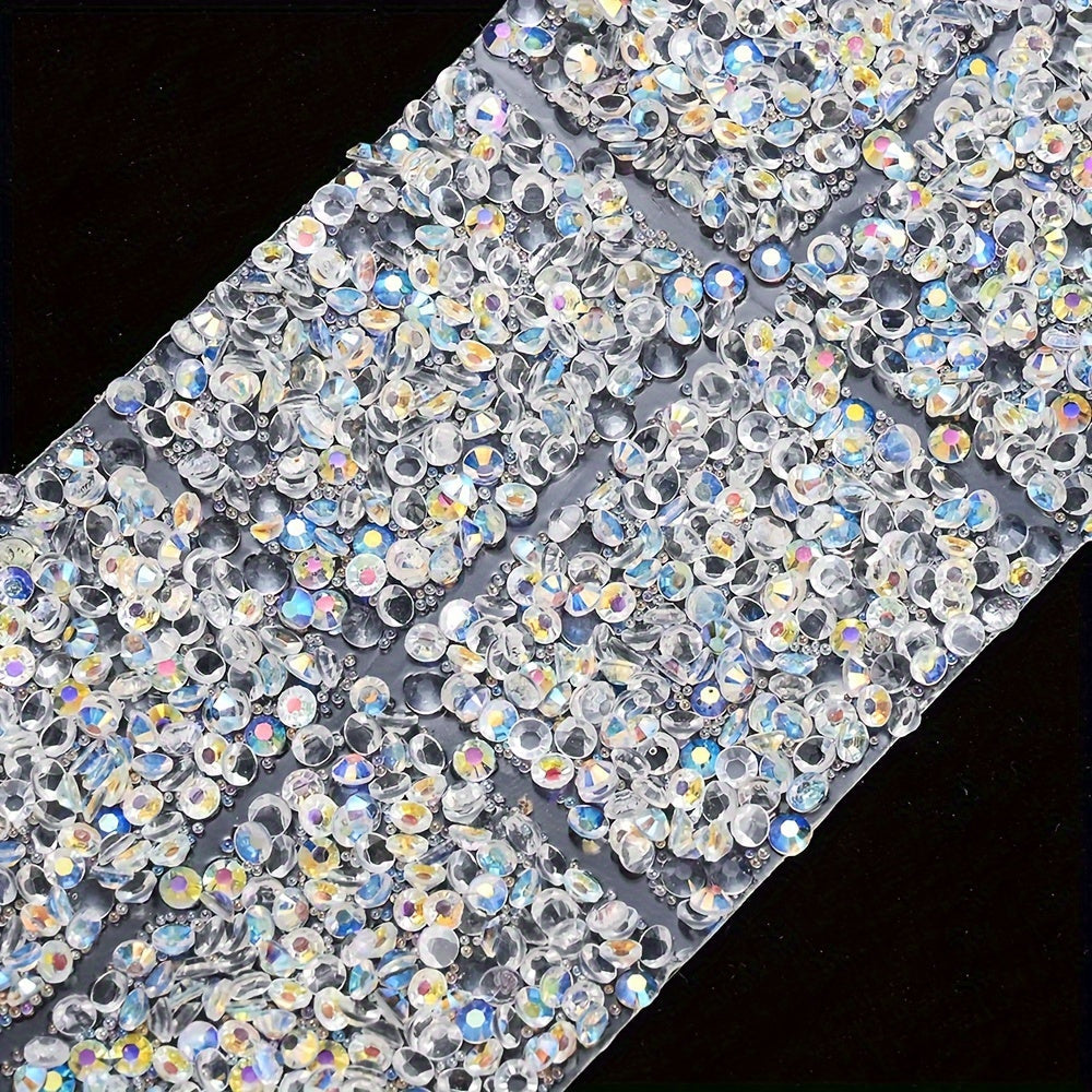 12PCS 4×3cm Self-Adhesive Resin Rhinestone Embellishment Strips