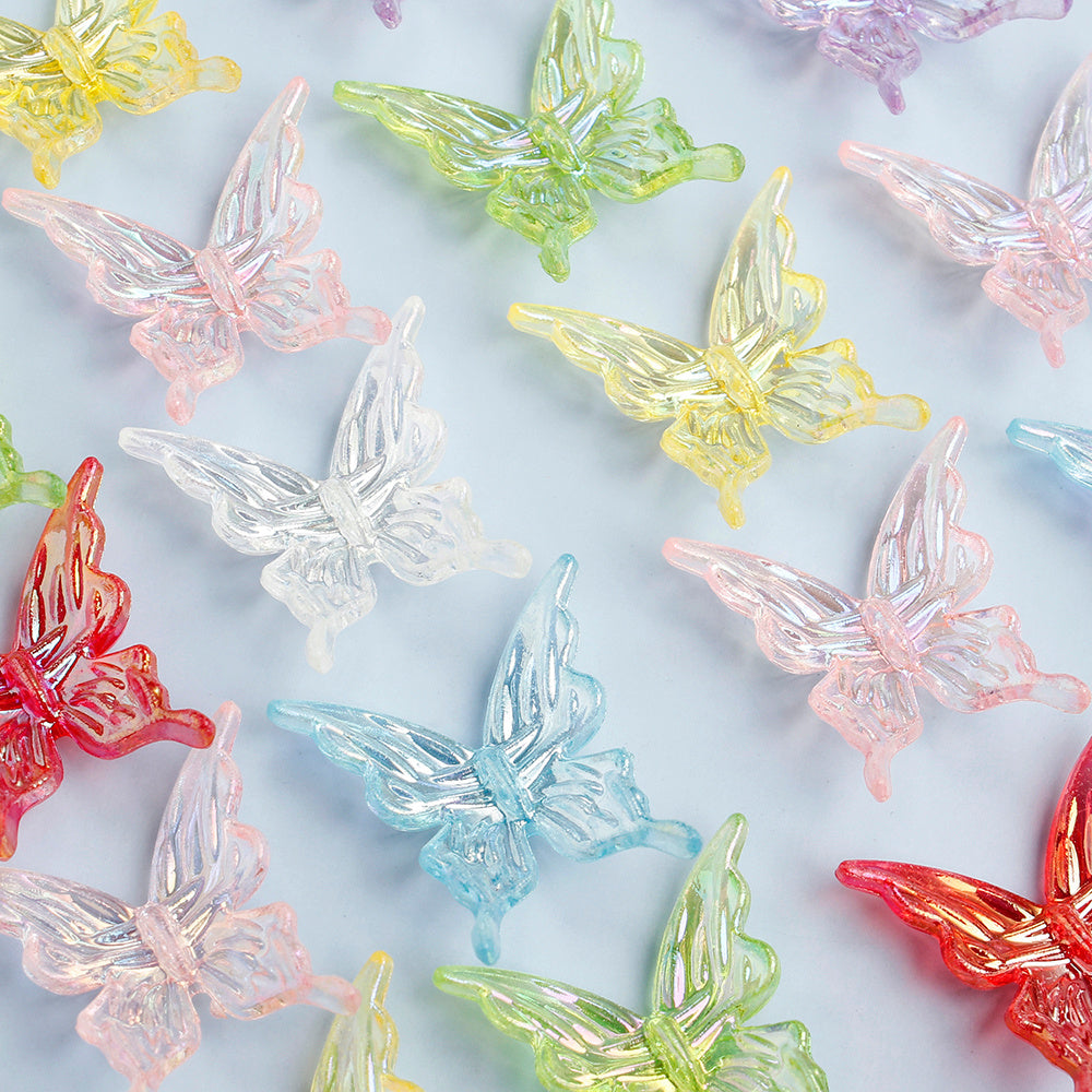 30pcs/set 25mm Transparent Butterfly Acrylic Beads