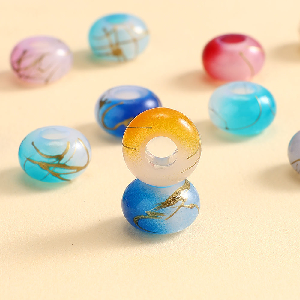 30pcs 9x14mm Golden Wire Acrylic Large Hole Beads