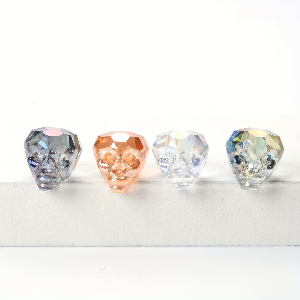 5PCS 14mm Skull Glass Crystal-Style Bead Set