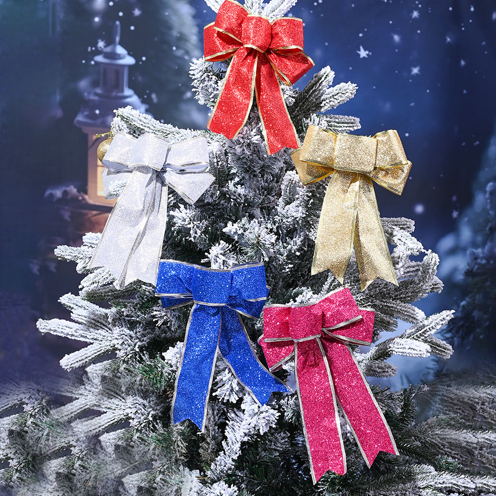 Colorful Glitter Christmas Ribbon Bows