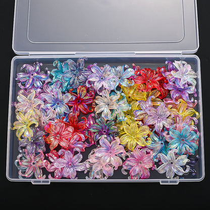 60pcs/box 37x42mm Fleur-de-lis AB Sparkling Flower Beads