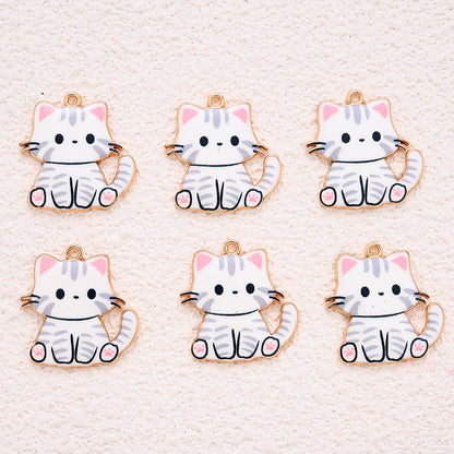 Enamel Cat Pendant Charms