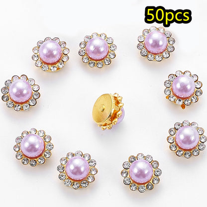 Flower Rhinestone Pearl Cabochons
