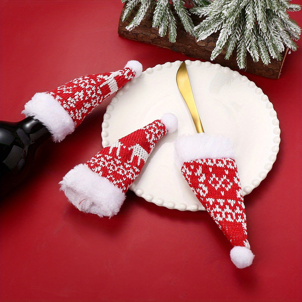 Christmas Knit Santa Hat Cutlery Holder