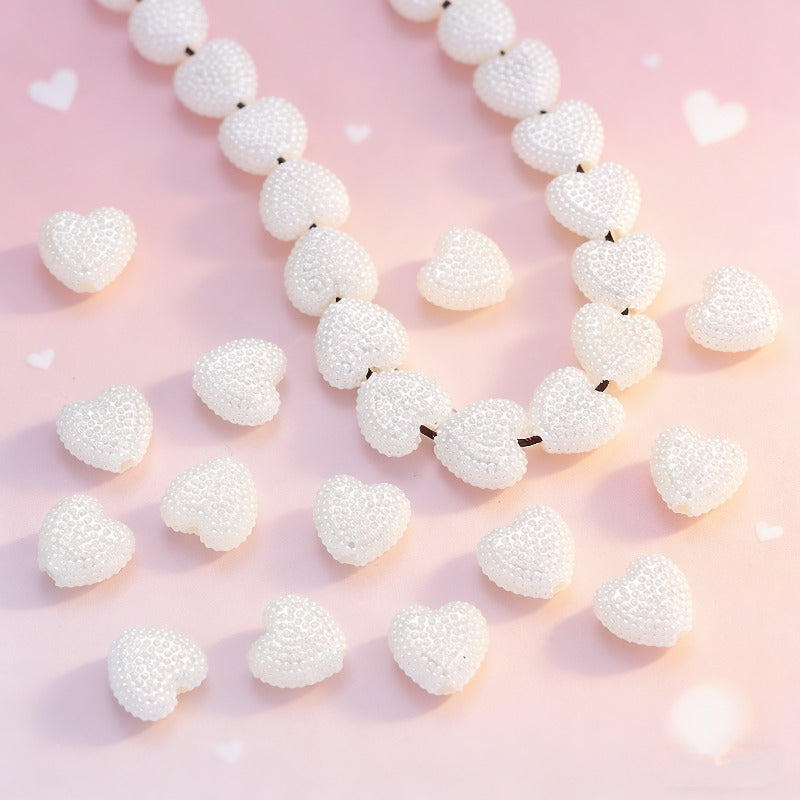 50pcs 12mm Pure White Acrylic Heart Beads