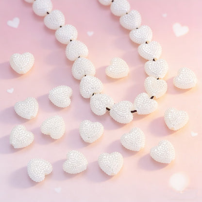 50pcs 12mm Pure White Acrylic Heart Beads