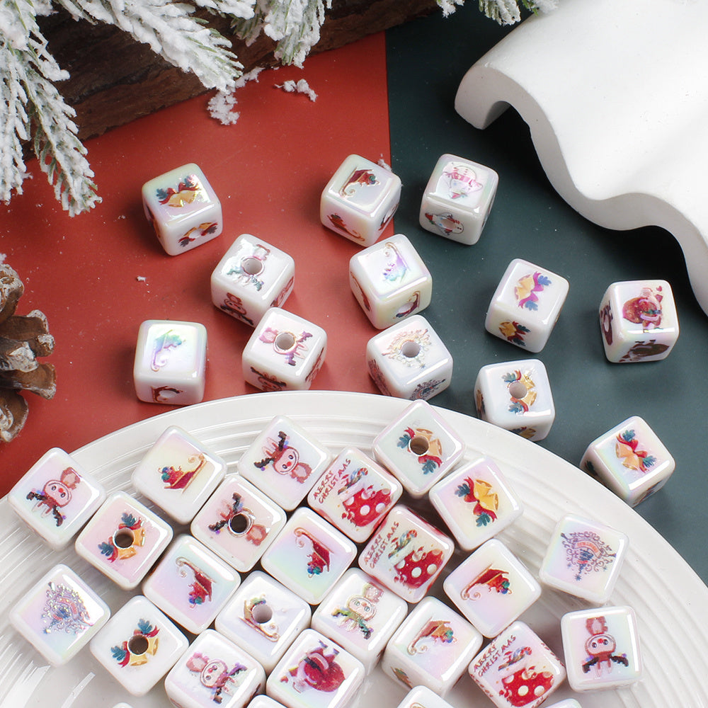 White Square Acrylic Beads