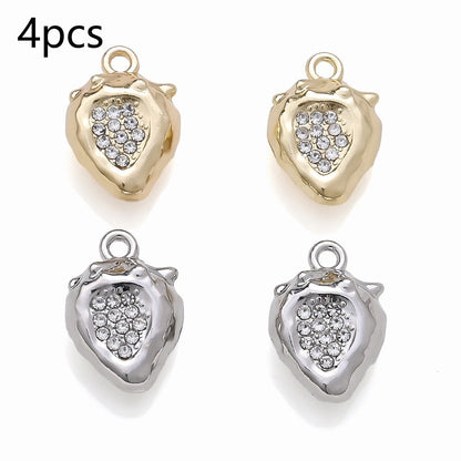 Strawberry Rhinestone Metal Pendant Charms