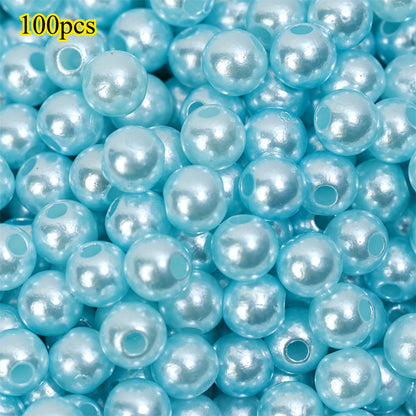 100pcs Random Colorful 8mm Round Acrylic Spacer Beads