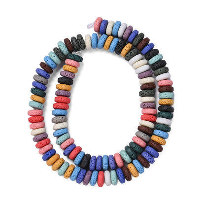 1SET 8mm Mixed Color Volcanic Stone Abacus Beads