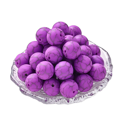 10pcs Crack Printed Silicone Spacer Beads