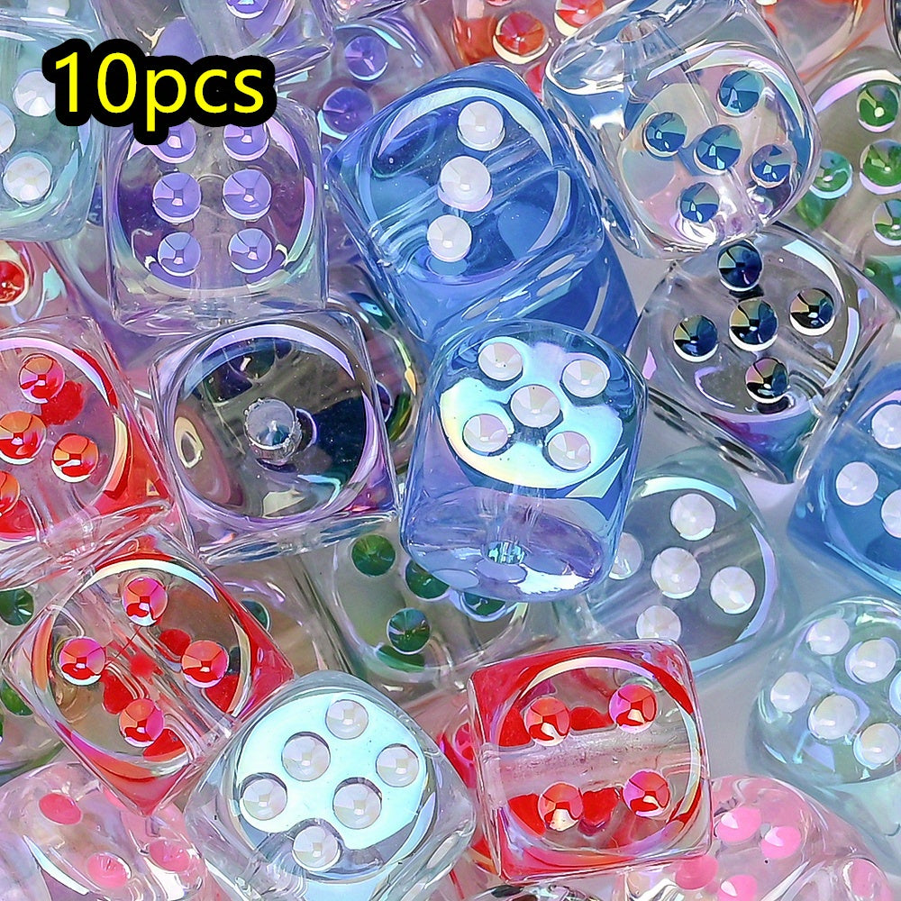 10pcs 14mm UV Plated Dice Beads