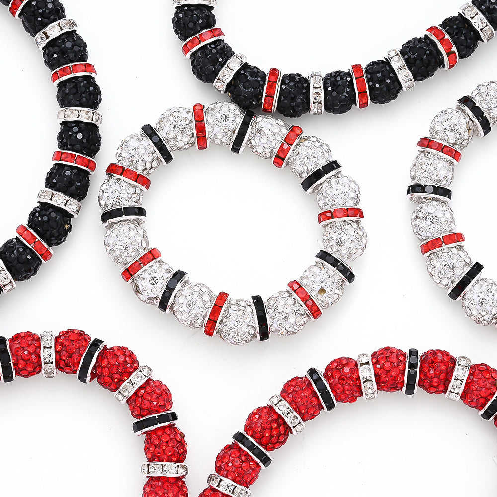 160PCS Red, Black & White Rhinestone Spacer Bead Set