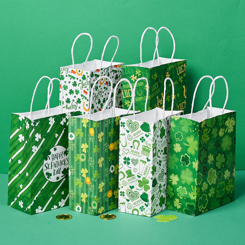 6-Piece 21x14.7x8 cm Kraft Paper Clover Gift Bags
