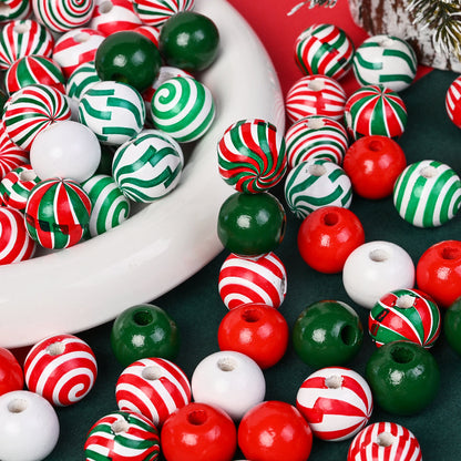 80/110-Piece Christmas Stripe Wooden Bead Set