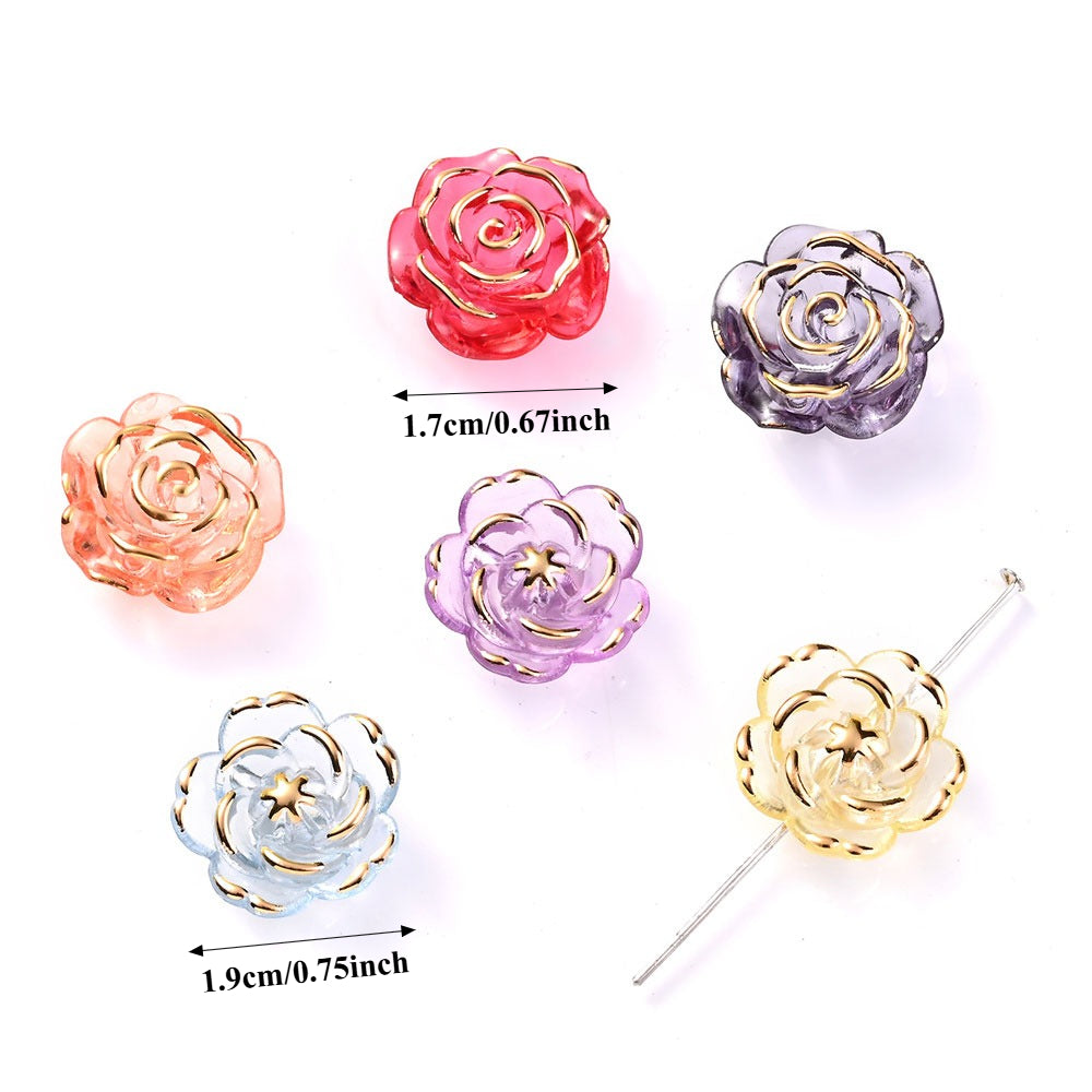 Transparent Camellia Flower Acrylic Beads
