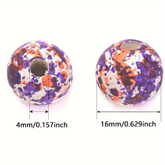 10PCS 16mm Pumpkin-Shaped Wooden Bead Set