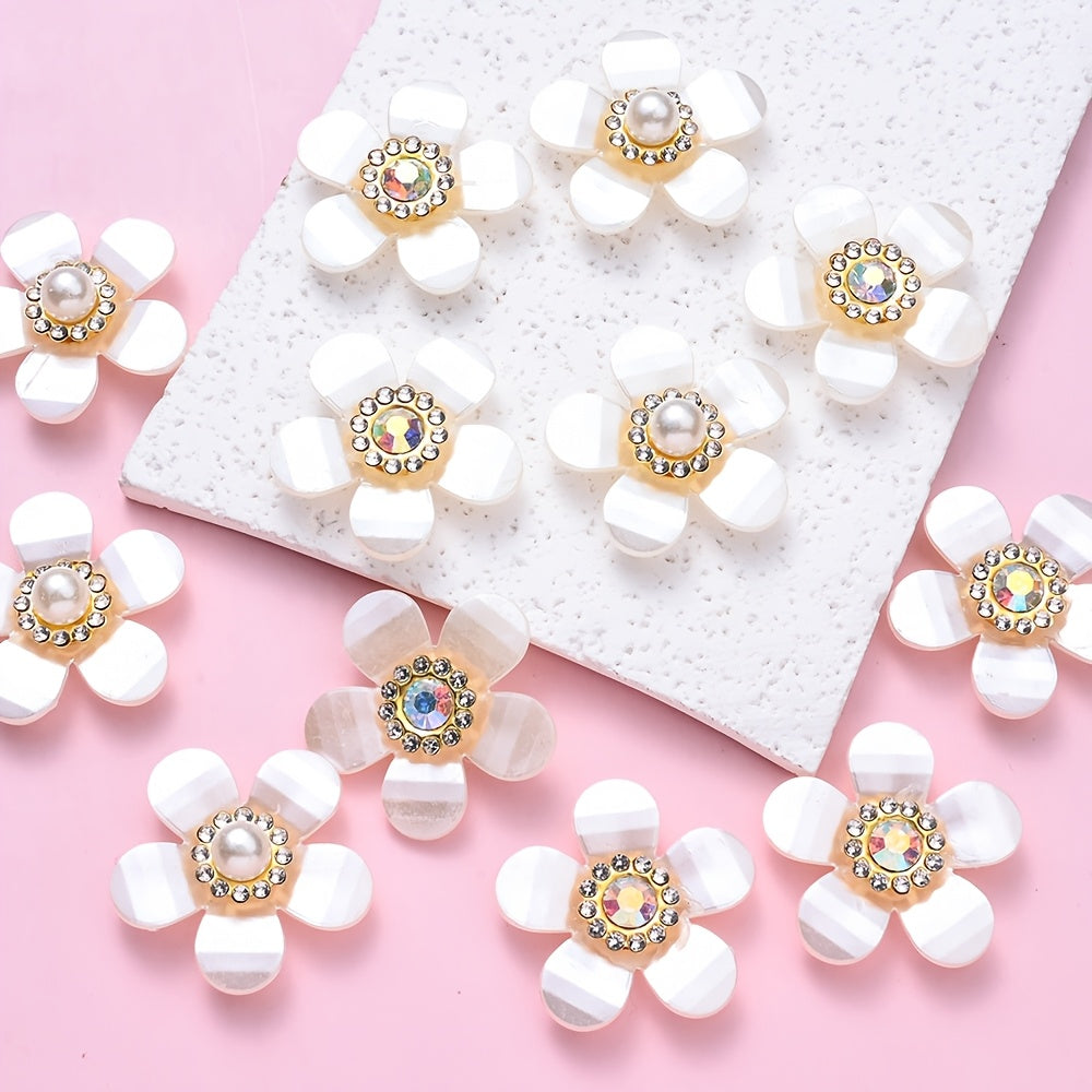 10PCS 3cm Five-Petal Flower Acrylic Embellishment Set
