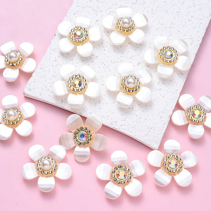 10PCS 3cm Five-Petal Flower Acrylic Embellishment Set