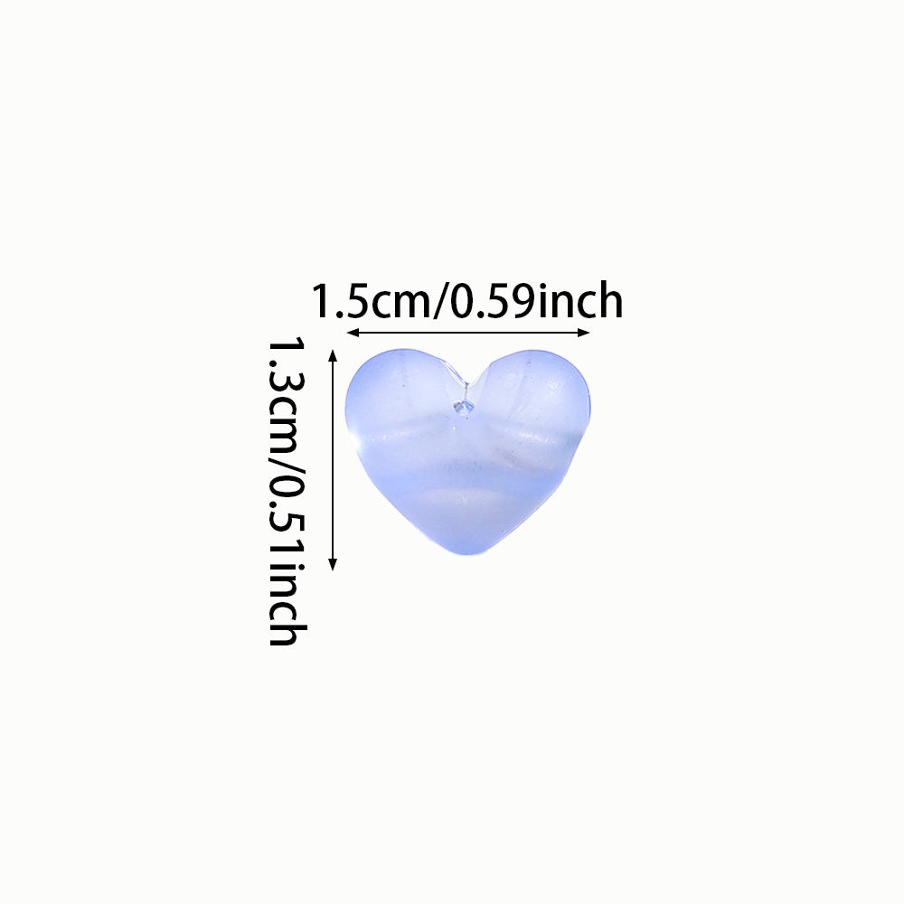 30pcs Mixed Color Heart Acrylic Matte Beads