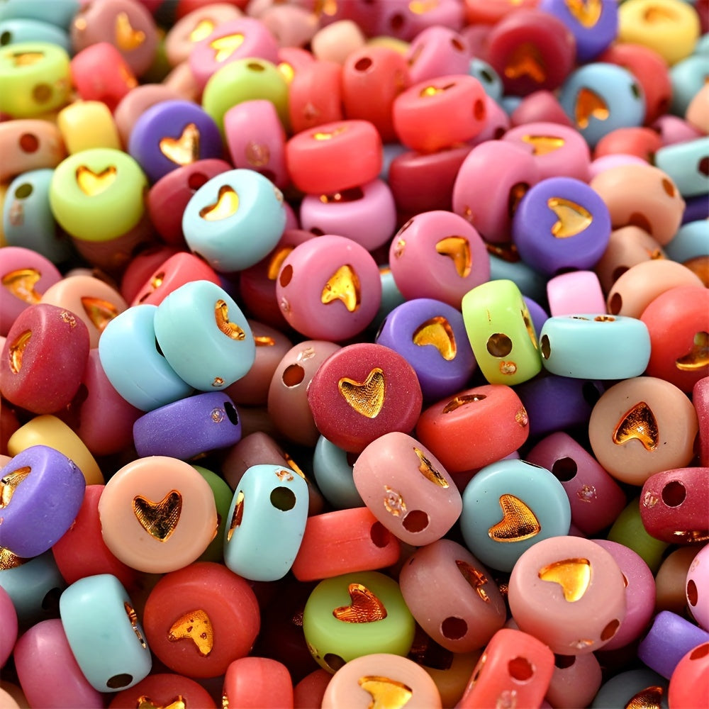 100PCS 4×7mm Heart-Shaped A-Z Letter Acrylic Bead Set