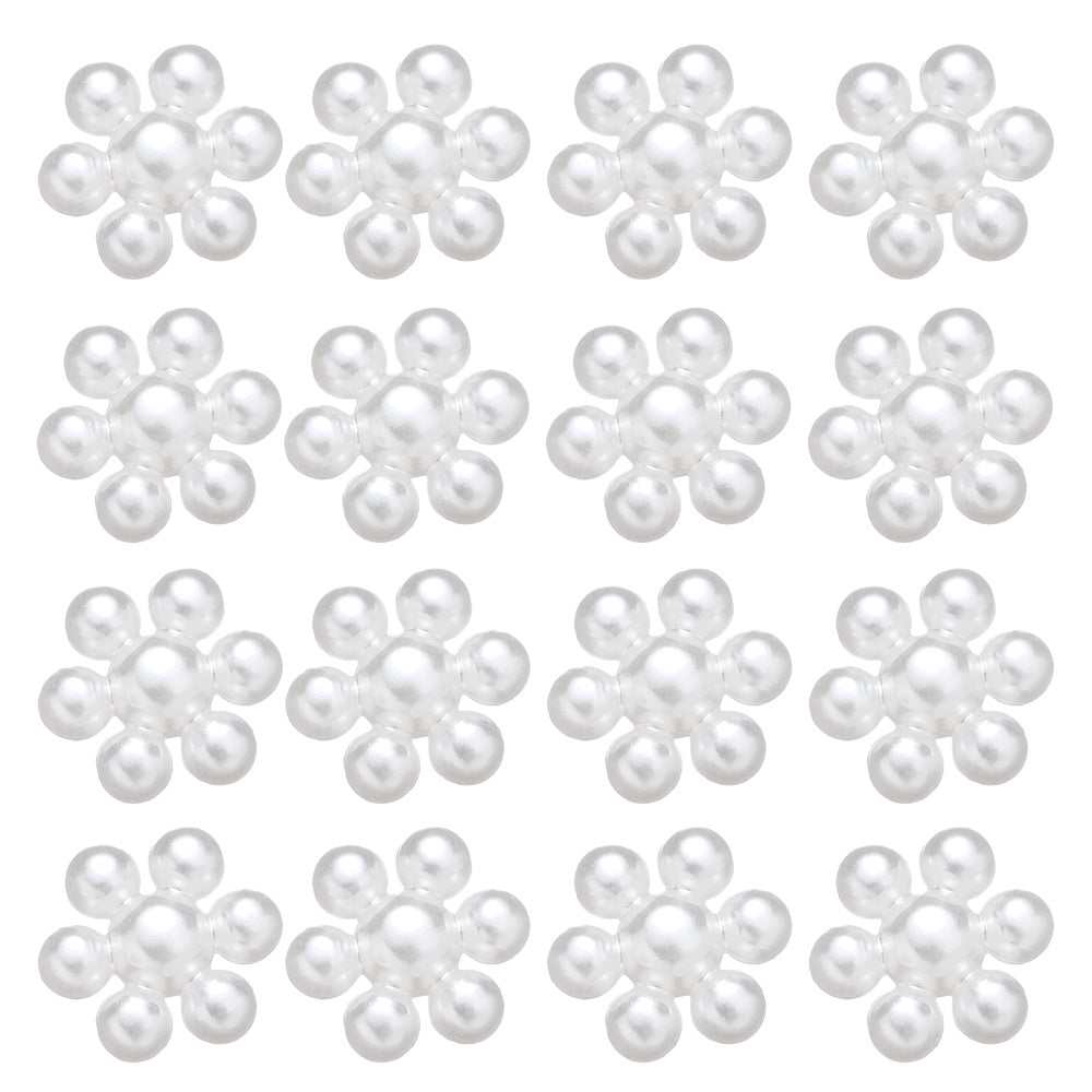 100pcs 10mm Off White Flower Flatback Beads