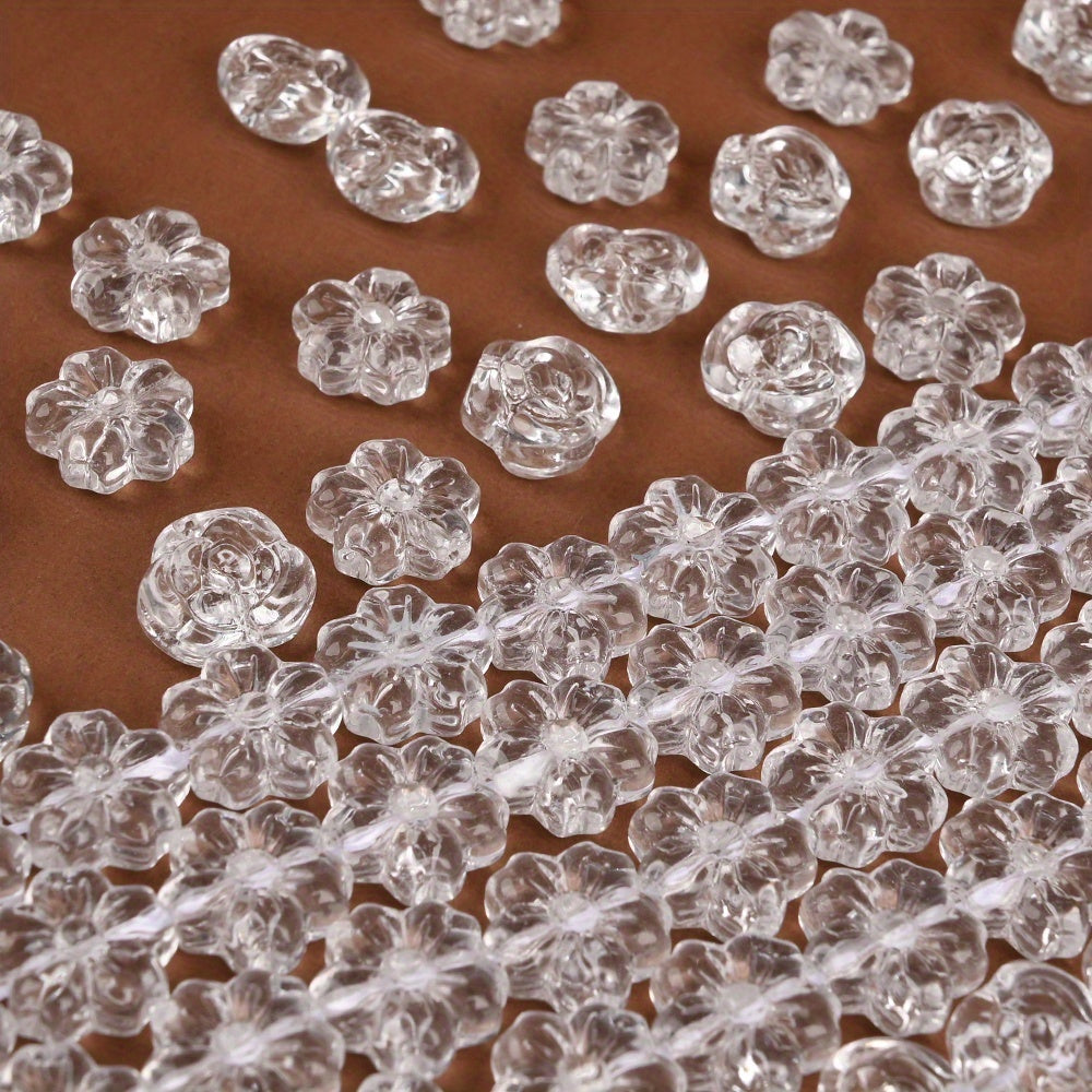 Transparent Flower Glass Beads
